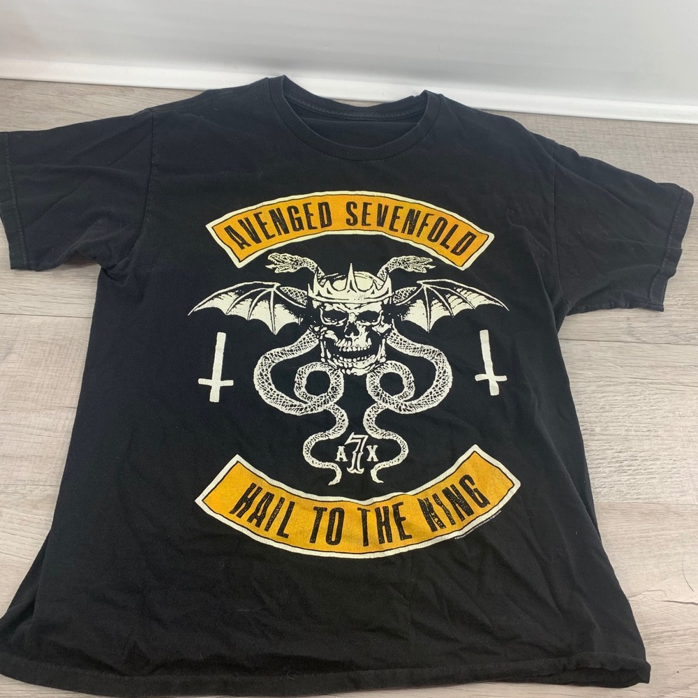 Avenged Sevenfold Hail to the King Black Graphic T-Shirt Mens Medium A7X Metal